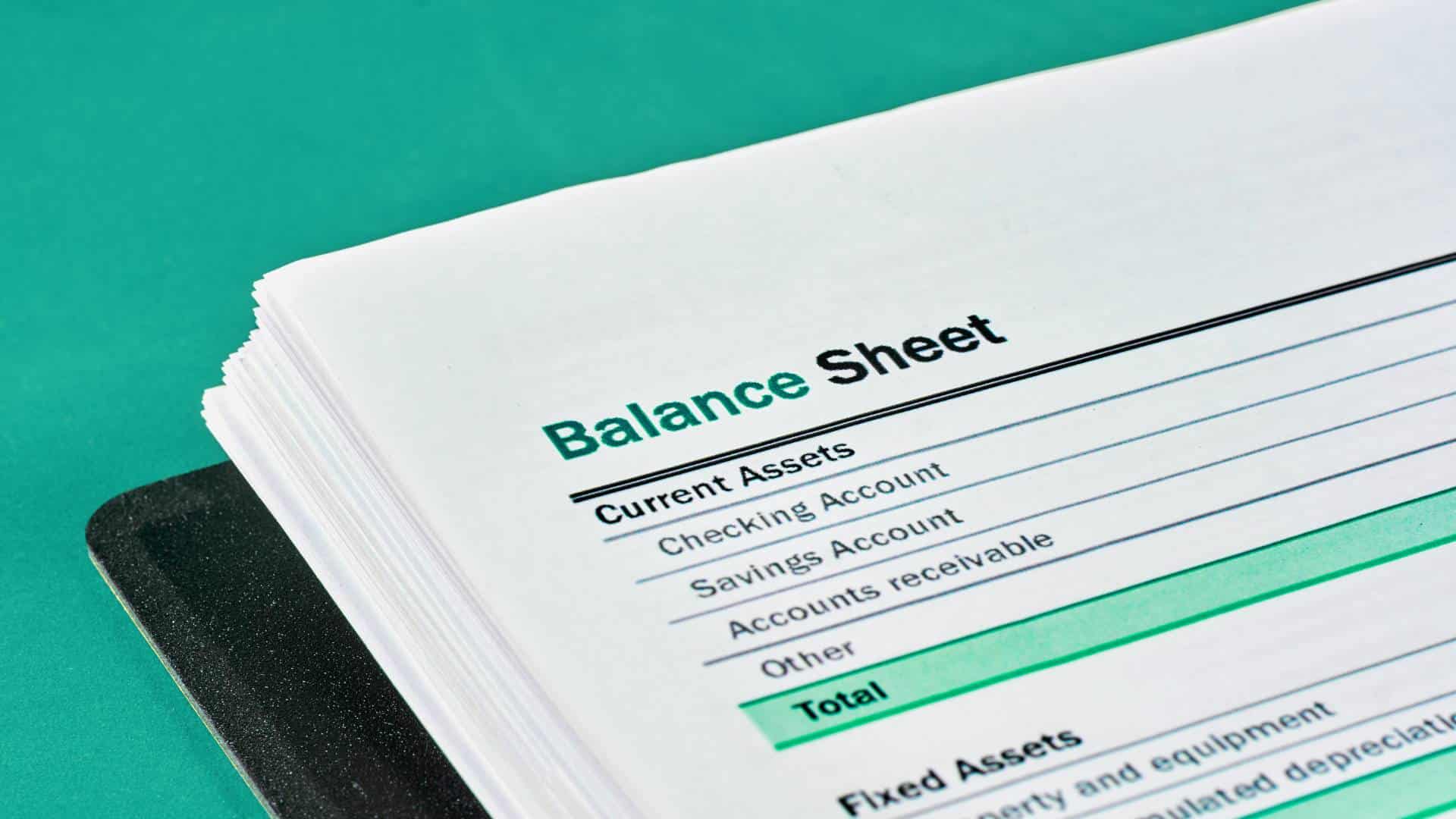 close up of the corner of a balance sheet